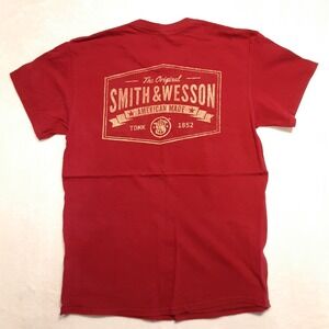 Smith & Wesson Mens Graphic T-Shirt Sz.M/Burgundy/Cotton/American Made 1852